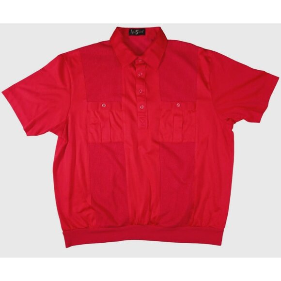 Alan Stuart Polo Shirt Mens XL Red Banded Waist Mesh Panel Casual Vintage 80s - Picture 2 of 10